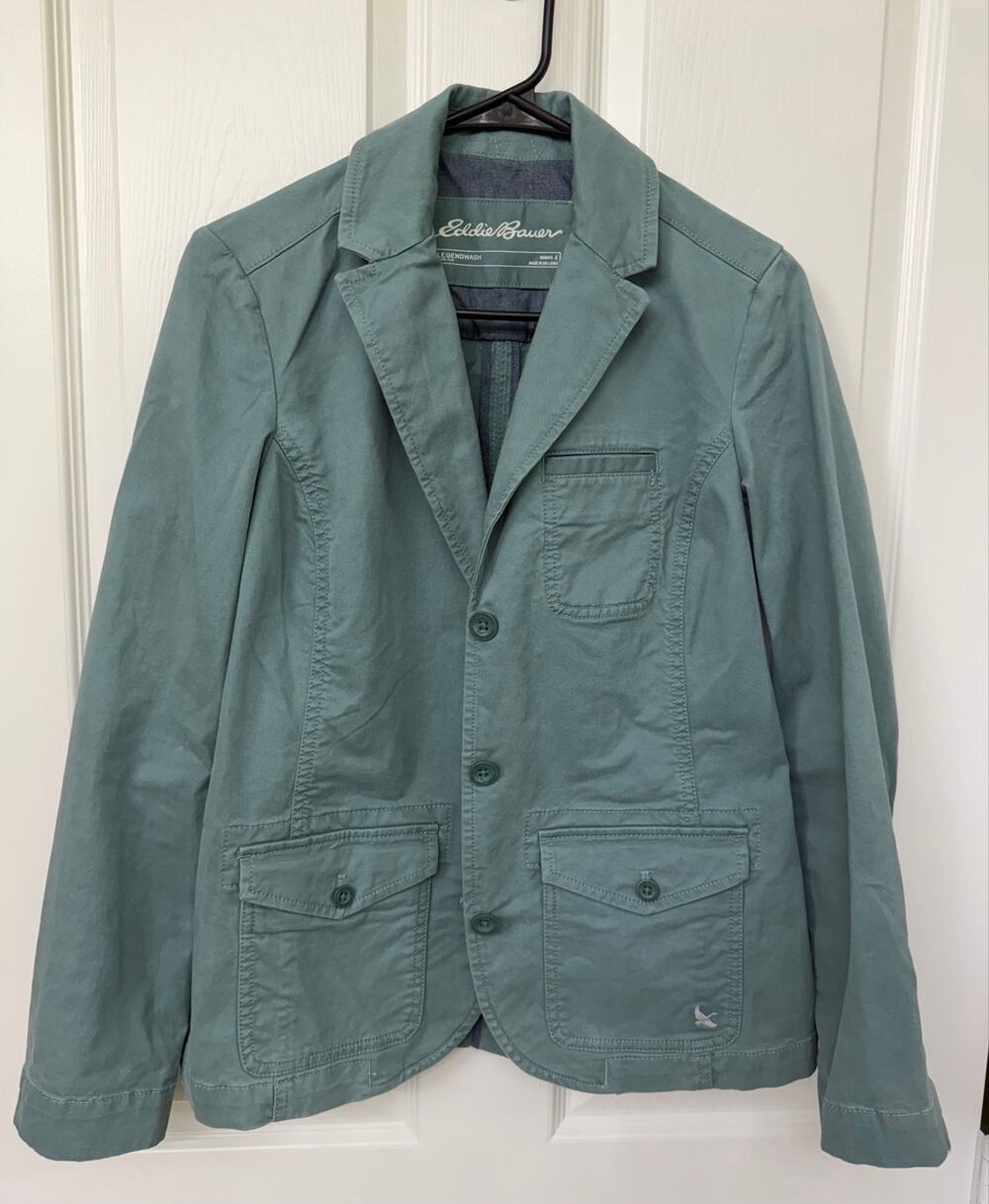 Eddie Bauer Legend Wash Stretch Sage Green Utility Blazer Size 4 Small